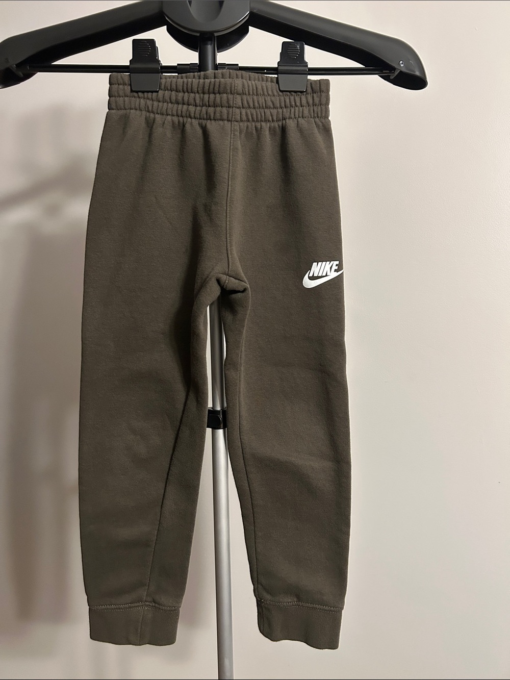 Nike Kids Olive-Style Fleece Joggers with White Logo